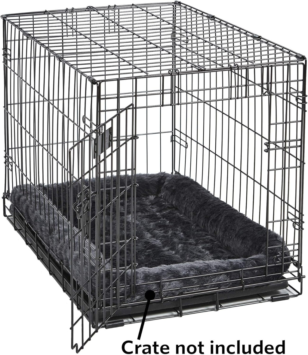 Midwest Homes for Pets Dog Bed - Gray Faux Fur Bolster, Ultra-Soft and Machine Washable, Fits 24-Inch Crates and Carriers, for Small Dogs and Cats